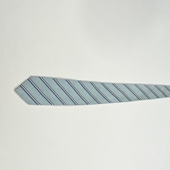Prada Silk/Linen Blend Blue & White Regimental Stripe Tie 03-5245-8581  Sz. 61" - Picture 2 of 4